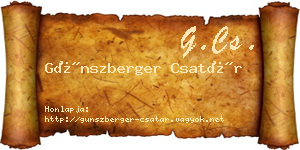Günszberger Csatár névjegykártya
